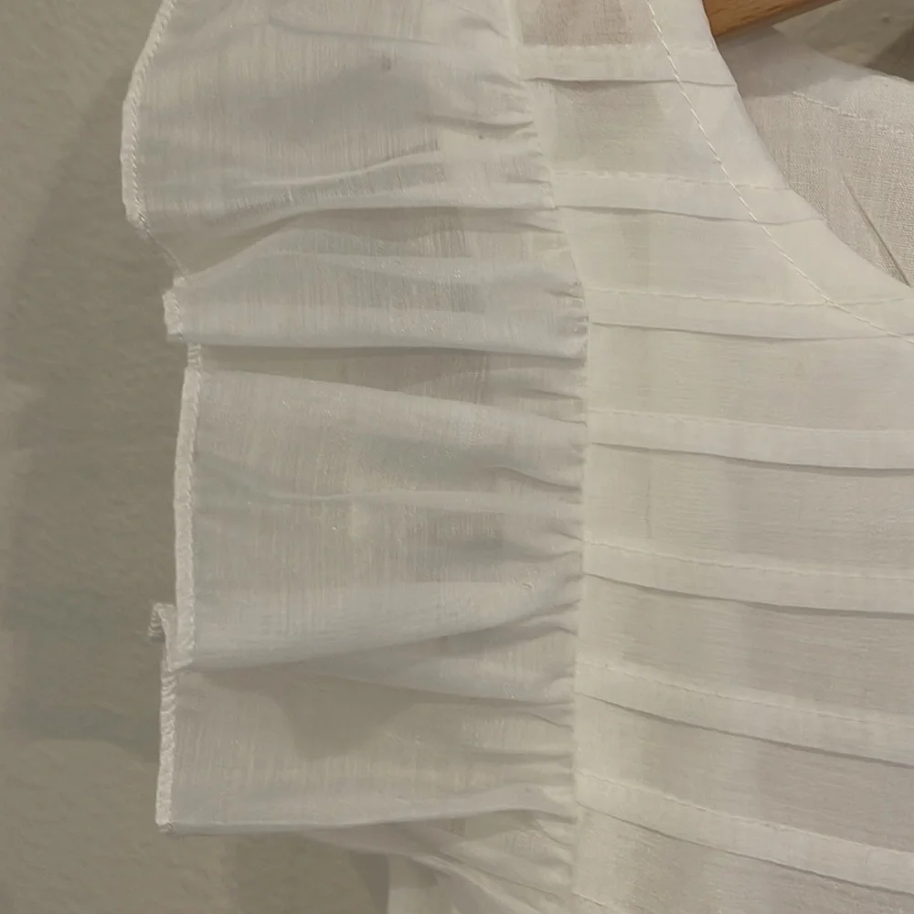 White Ruffle Sleeve Formal Dress for Girls